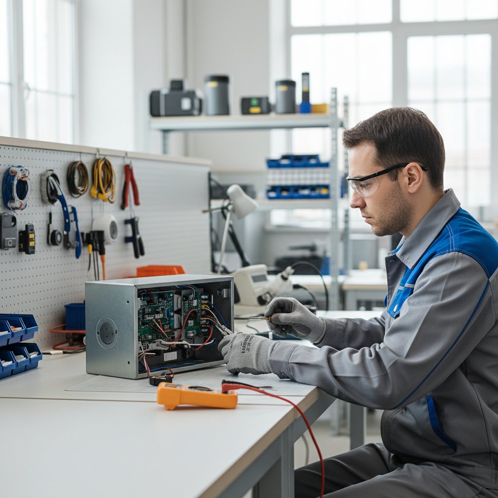 CleanBuildPoint team installing automatic gate system